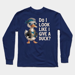 A hilarious and vibrant vintage-inspired illustration of an adorable a fashionable hipster duck Long Sleeve T-Shirt